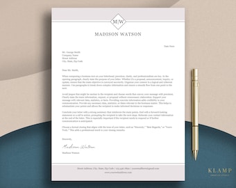 Letterhead Template for Word and Pages, Personalized Letterhead, Business Letterhead, Custom Letterhead, DIY Stationary, Custom Stationary