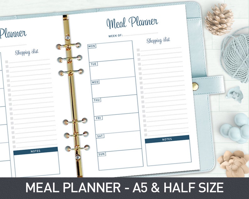 A5 Meal Planner Printable Weekly Meal Planner Menu Planner - Etsy