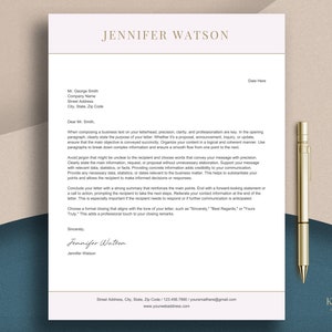 Plantilla de membrete para Word, membrete comercial, membrete personalizado, carta de presentación, papelería de bricolaje, papelería personalizada