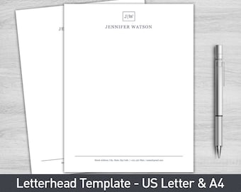Letterhead Template for Word, Personalized Letterhead, Business Letterhead, Custom Letterhead, DIY Stationary, Custom Stationary