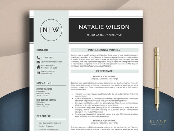 Professional and Modern Resume Template for Word and Pages | CV Template for Word, Creative Resume Template, Professional Cv Template