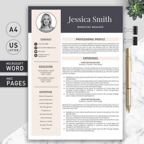 Curriculum Vitae Template Pages from i.etsystatic.com