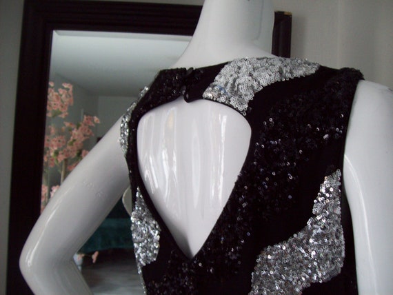 Cache Dress Black Silver Diagonal Stripe Dress Se… - image 4