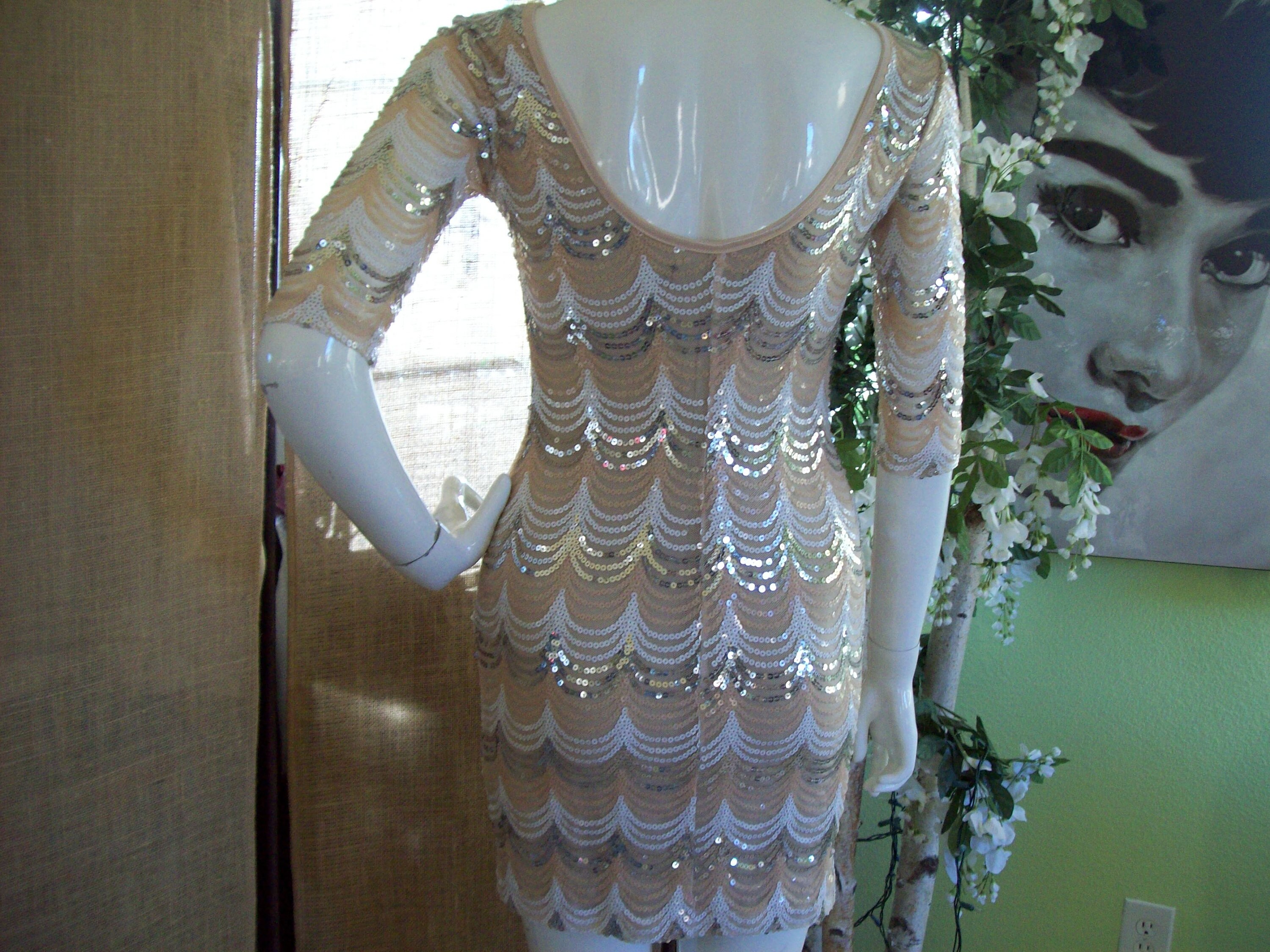 Nude Blush Party Sequin Dress Clubbing Dress Iridescent Silver Blush Sequin  Mirror Ball Sparkle New Years Eve Dress Sz M - Etsy
