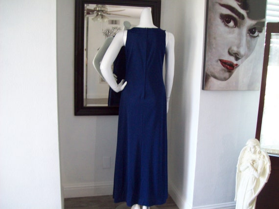 Fringe Cape Dress Navy Vntg Leslie Fay Maxi Dress… - image 4