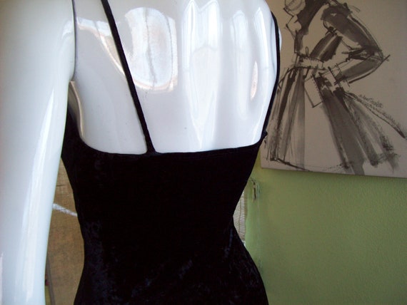 Black Velvet Salsa Dress Bodycon Side Pleated Ruf… - image 4