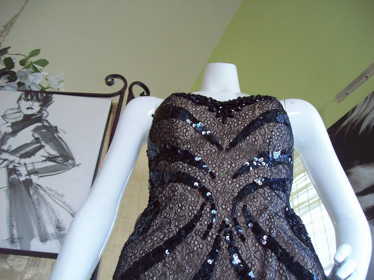 Black Crystal Sheath Bodycon Party Dress