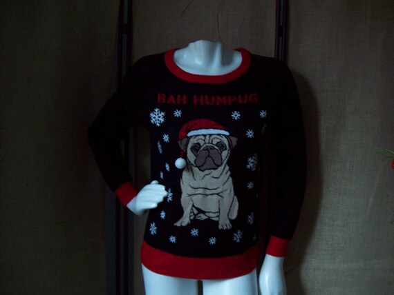 black pug christmas sweater