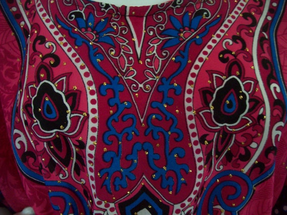 Kaftan Dress Oversized Free Size Blue-Fuchsia Gli… - image 9