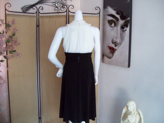 Black and White Cocktail Dress Pearl Neckline Cri… - image 6