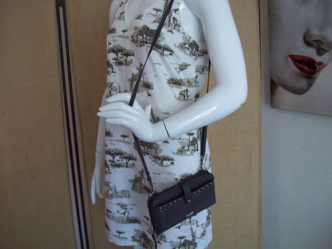 The Sak Crossbody Leather Wallet Clutch Pewter Gray ID Credit Cards Cell Phone Pouch Like New Etsy