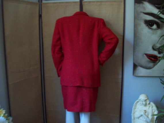 Red Wool Tweed Suit Winter Warm Suit Holiday Suit… - image 4