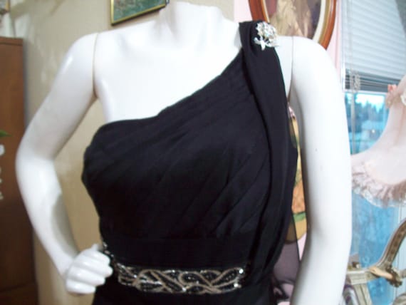 Black Formal Goddess Style Gown by May Queen Bead… - image 2