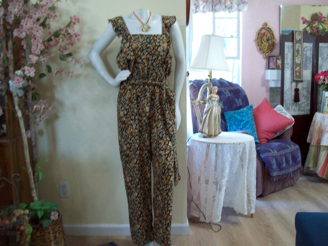 Mushrooms Jumpsuit in Olive & Pumpkin- Re-Stocked!