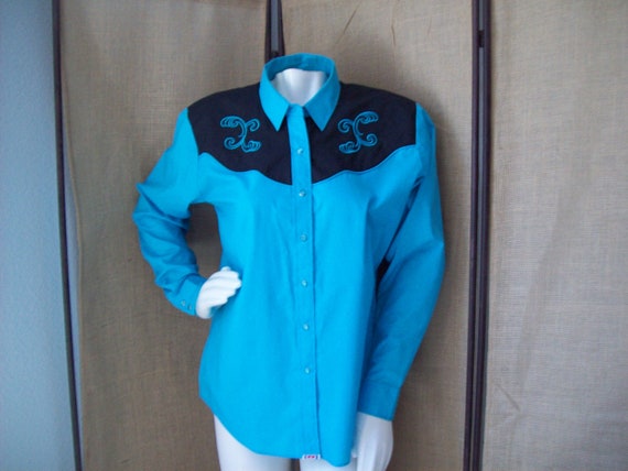 RODEO Shirt Eli Western Shirt Cowgirl Shirt Teal-… - image 1