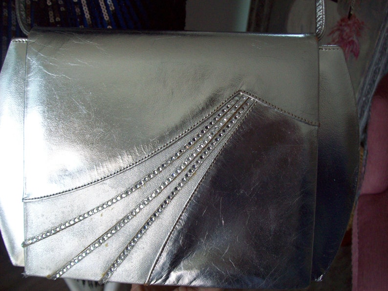 Stuart Weitzman Evening Crossbody Bag Silver Rhinestone embellished Timeless Designer Purse Collector's Bag Runway Sparkle Bag Made In Spain image 1