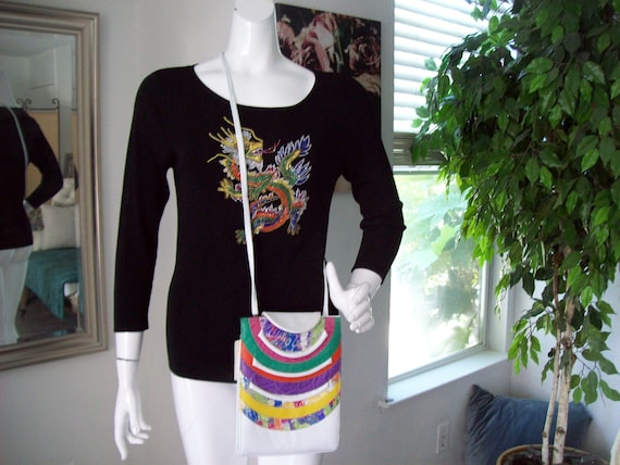 NWT Patchwork Leather Crossbody White Rainbow Arc… - image 1