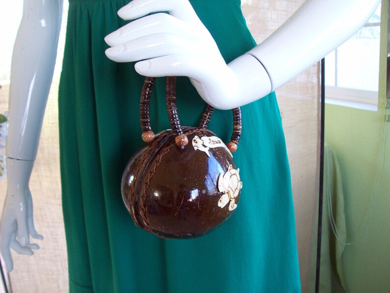 Coconut Shell Purse Hawaiian Coconut Laced Seam Zipper Closure Etsy