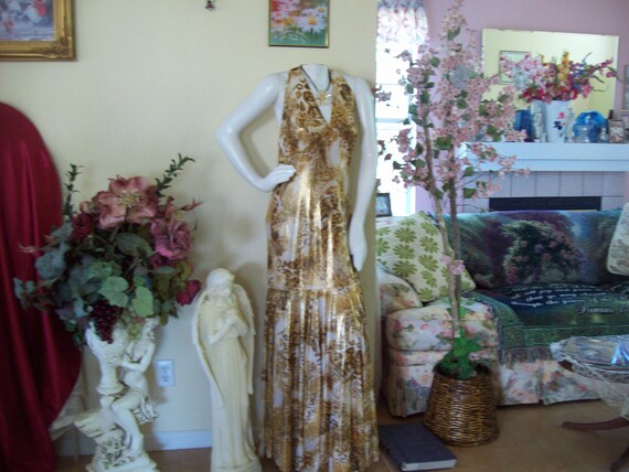 Vintage Gold Evening Gown Gold Halter Gown Golden