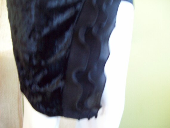 Black Velvet Salsa Dress Bodycon Side Pleated Ruf… - image 7