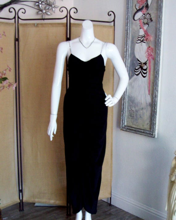 Sexy Black Rhinestone Straps Open Back Ruched Layered Front Clubbing Special Event Party Designer Gown Sz 7-8