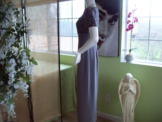 Mother-of-Bride Purple Pewter Dress Beaded Empire… - image 5