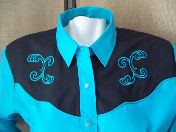 RODEO Shirt Eli Western Shirt Cowgirl Shirt Teal-… - image 4