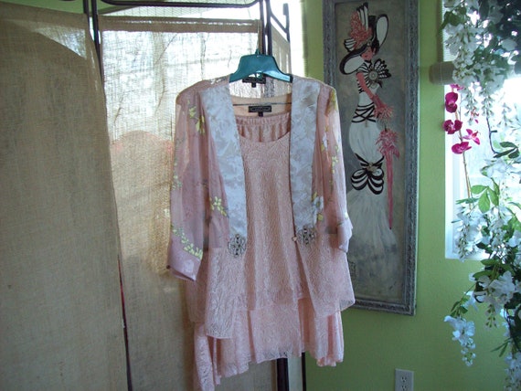 Mother of Bride Suit 3- Pc Suit Pink Blush Lacy S… - image 10