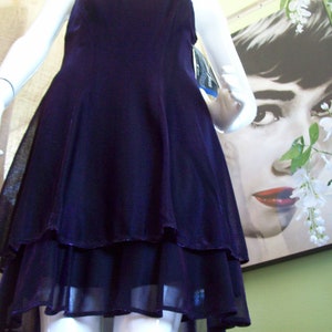 NWT Purple Party Dress by &quot;All That Jazz&quot; Vintage 80s Sparkle Purple-Eggplant Spaghetti Straps Layered Hemline Clubbing Dress