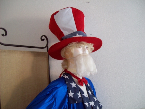 Tina SCRAP Fabric Cotton 9x21 Uncle Sam Hat USA Star Stripe Patriotic  election