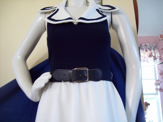 SALE:  Large Collar Halter 60s Dress Maxi Patriot… - image 6
