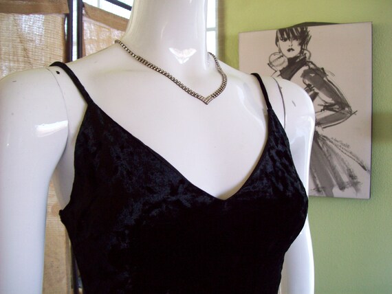 Black Velvet Salsa Dress Bodycon Side Pleated Ruf… - image 2