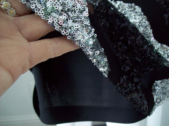 Cache Dress Black Silver Diagonal Stripe Dress Se… - image 9