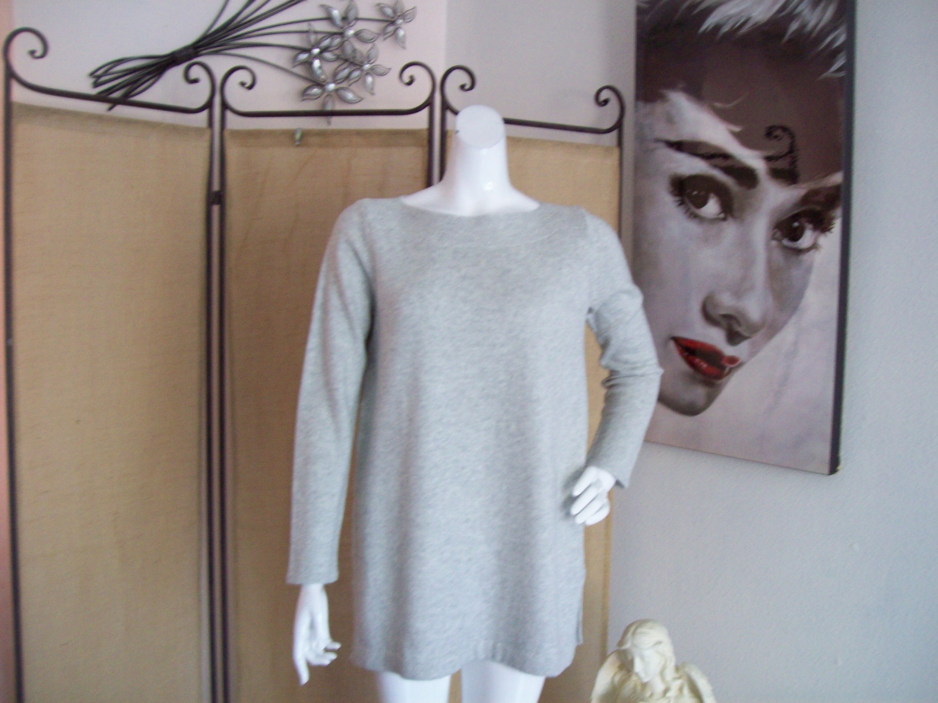 J. Jill Gray Cotton Knit Sweater Dress Long Sleeve Lightweight Womens  Petite XS