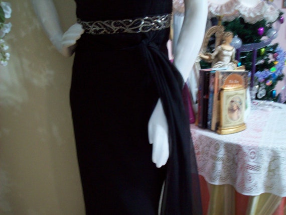 Black Formal Goddess Style Gown by May Queen Bead… - image 7