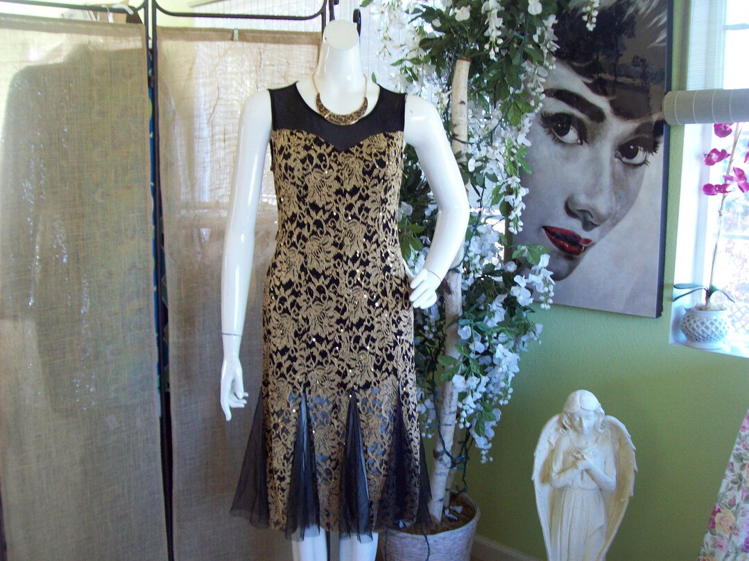 Robe De Soirée Sequins Noir Et Or - Marque Kayamiya - Taille S - Neuve Avec étiquettes