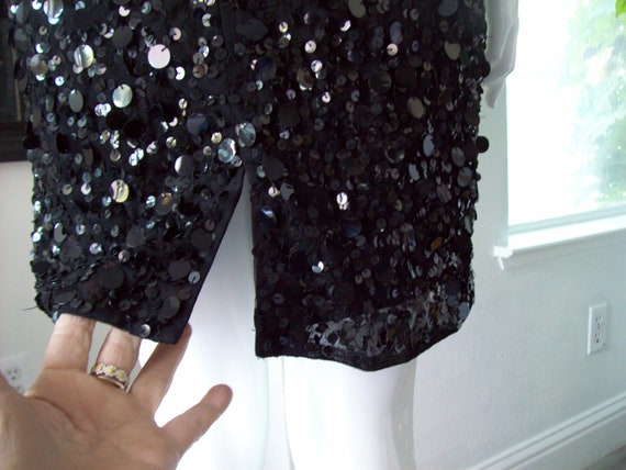 Black Spangle Party Dress Lrg Sequins Shimmy Dres… - image 7