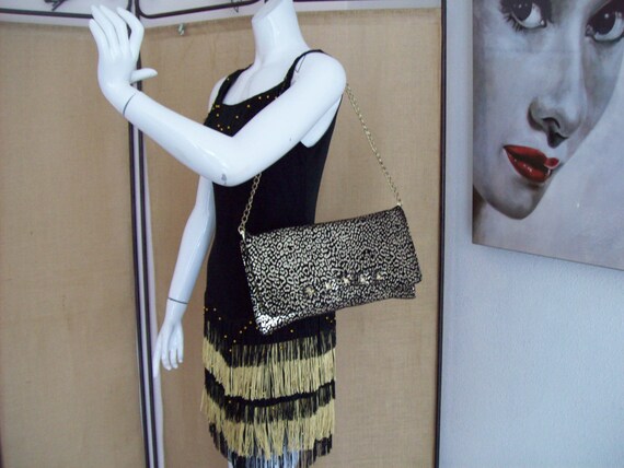 Betsey Johnson Black Gold Shoulder Clutch Detacha… - image 1