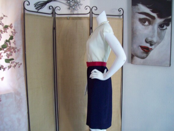 2-Pc Dress and Coat Vintage Leslie Fay Navy Coat … - image 5