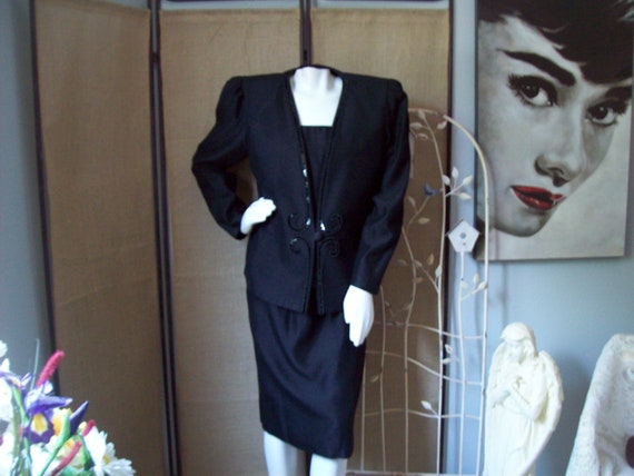 Vintage Karen Miller Suit 3-Piece Black Suit Black