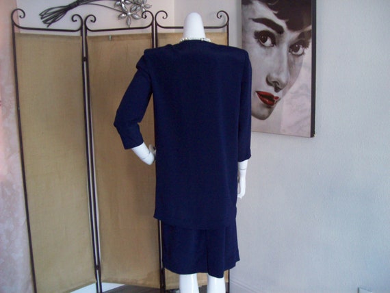 2-Pc Dress and Coat Vintage Leslie Fay Navy Coat … - image 6