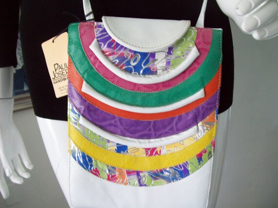 NWT Patchwork Leather Crossbody White Rainbow Arc… - image 2