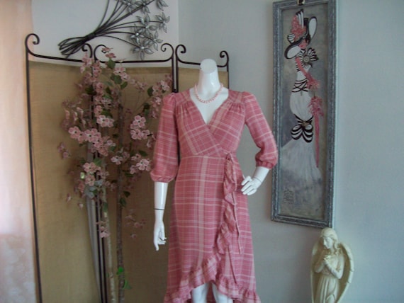 Pink Plaid Wrap Dress BarbieCore Margot Dress Ang… - image 1