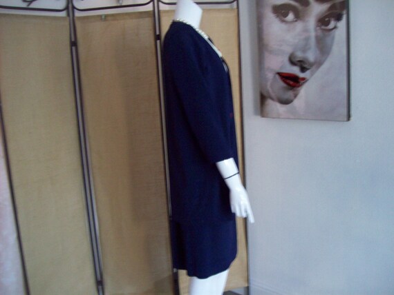 2-Pc Dress and Coat Vintage Leslie Fay Navy Coat … - image 4