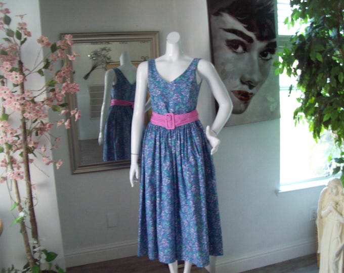 Vintage 1980s Black Floral Halter Dress | XS/S