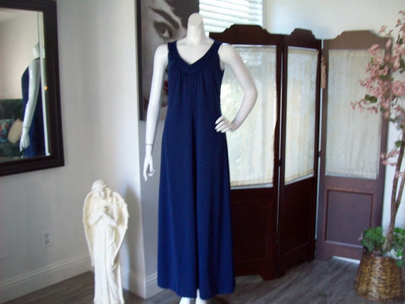 Fringe Cape Dress Navy Vntg Leslie Fay Maxi Dress… - image 3