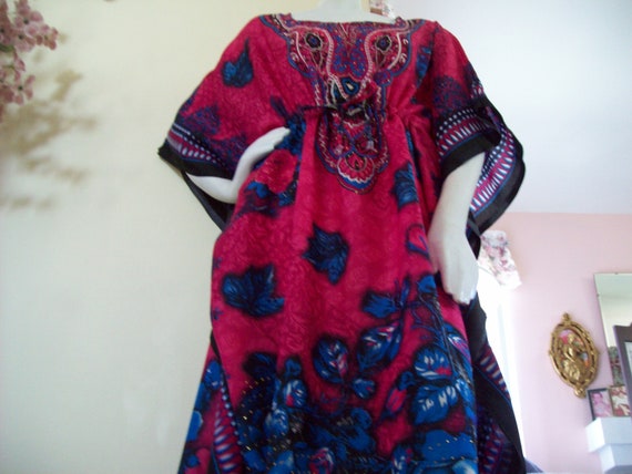 Kaftan Dress Oversized Free Size Blue-Fuchsia Gli… - image 4