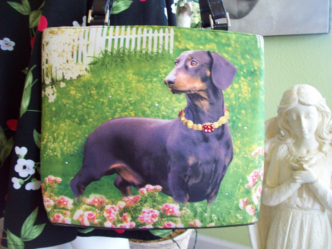 Dachshund Handbag Tote Wiener Dog Rhinestone Collar Xmas Gift Footed