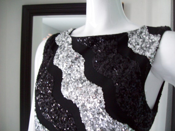 Cache Dress Black Silver Diagonal Stripe Dress Se… - image 2