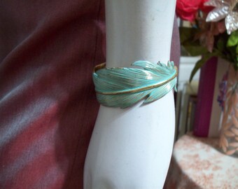 1950s Matisse Renoir Copper Blue Enamel Leaf Botanical Novelty Mid